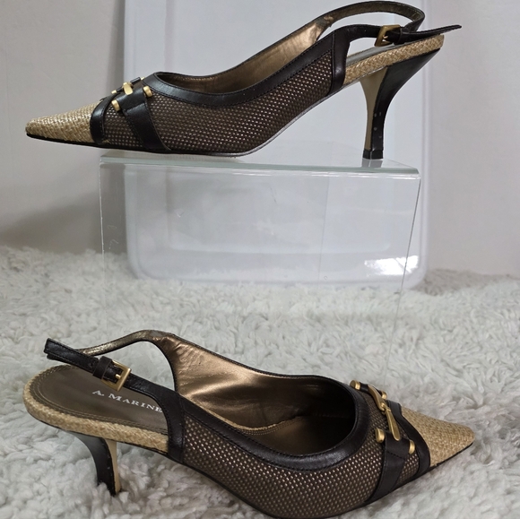 A. Marinelli Slingback Heels, SIZE:9.5, BROWN & TAN - Picture 2 of 16